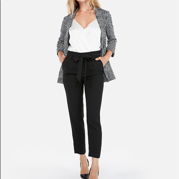 Express High Waist Tie Paper Bag Pants 2 Petite - Picture 1 of 7